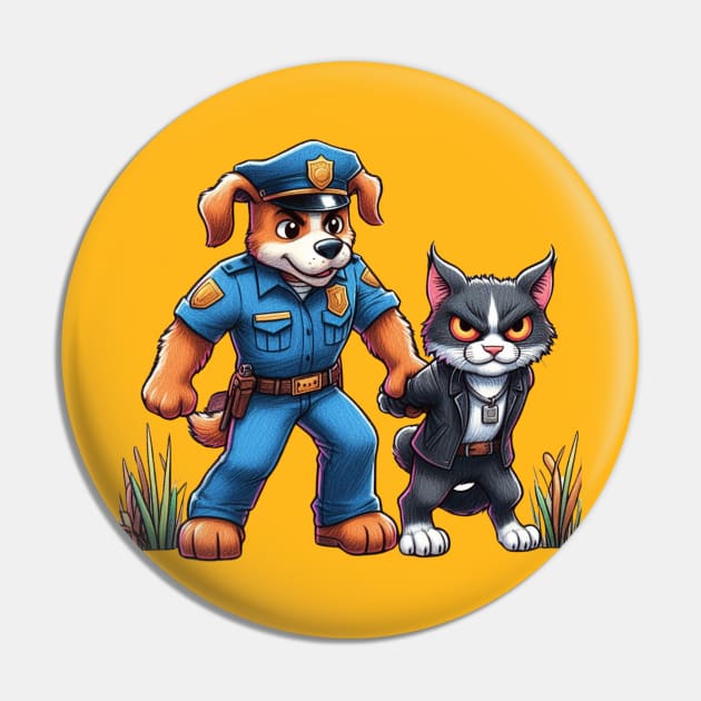 Dog police officer arrest bad cat Pin by YuYu