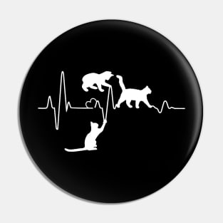 Cat Heartbeat Funny Cats Playing With A Heart Line Pin