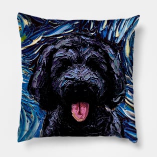 Black Goldendoodle Night (Portrait) Pillow