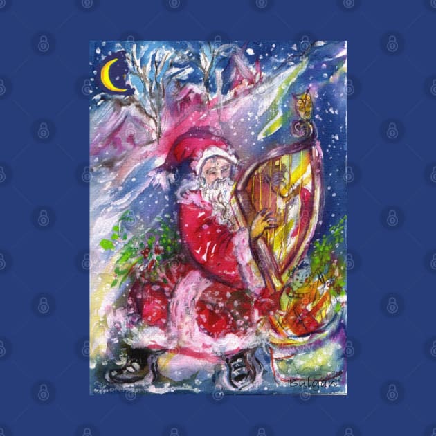 SANTA CLAUS PLAYING HARP IN MOON LIGHT Christmas Night by BulganLumini