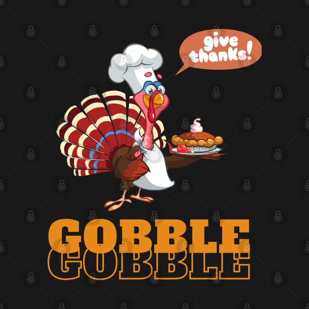 Funny Gobble Thanksgiving retro design by Syntax Wear