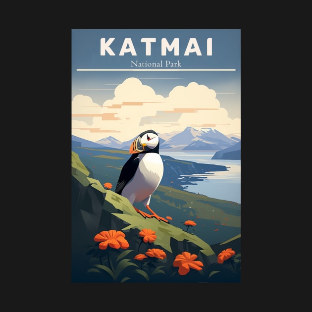 Katmai National Park Travel Poster by GreenMary Design