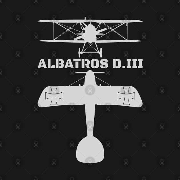 Albatros D.III Silhouette WW1 Biplane Fighter Plane by Battlefields