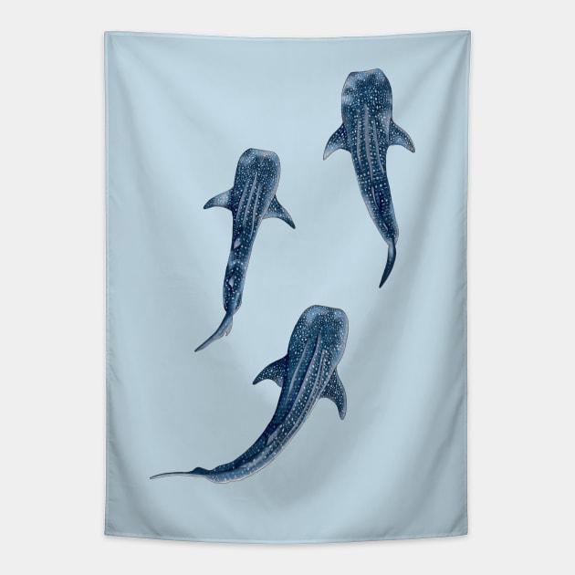 Whale Sharks Tapestry by Elizabeth Weglein Art