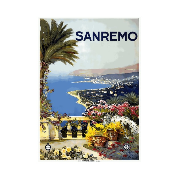 San Remo, Italy - Vintage Travel Poster Design by Naves