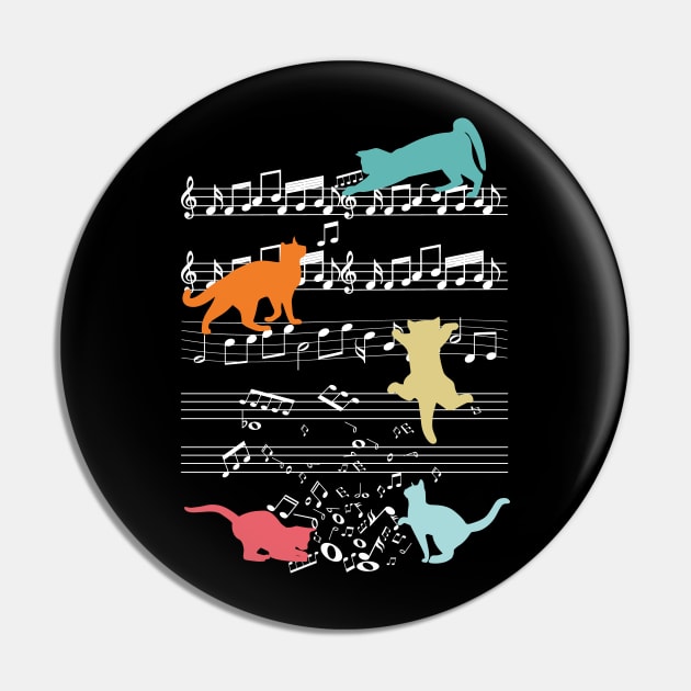 Cats Playing With Music Notes Pin by DigitalNerd