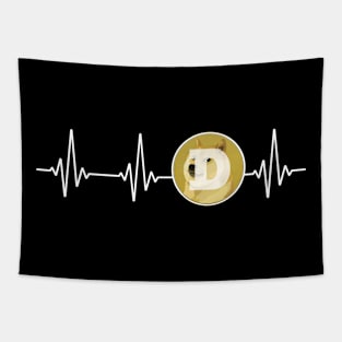 Dogecoin Love Heartbeat DOGE Cryptocurrency Tapestry