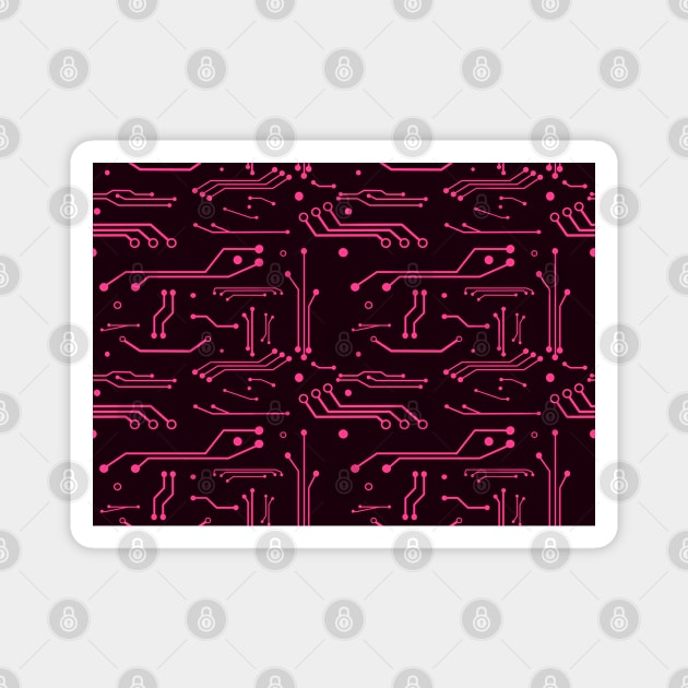 Pink Circuits Magnet by Firestorm Fox