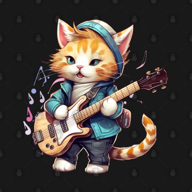 Cool Cat playing on guitar by NatashaCuteShop