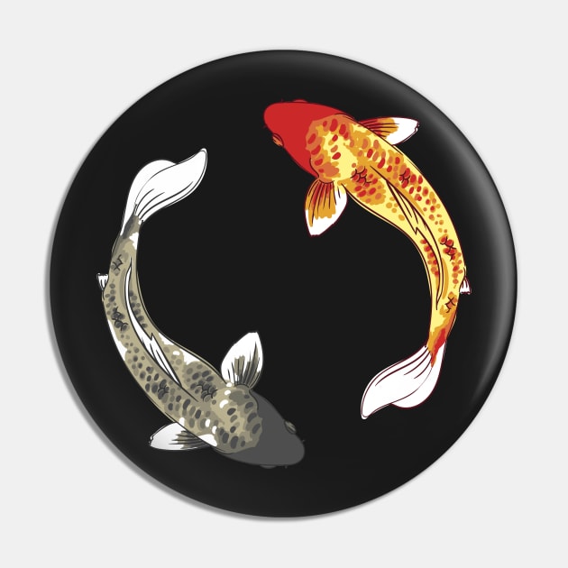 Koi Fish Yin Yang Pin by astralprints