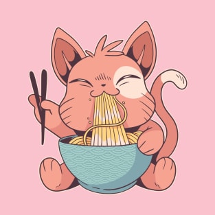 Kawaii Ramen Cute Anime Funny Kitten Japanese Noodles Soup T-Shirt