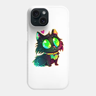 Black cat green eyes Phone Case