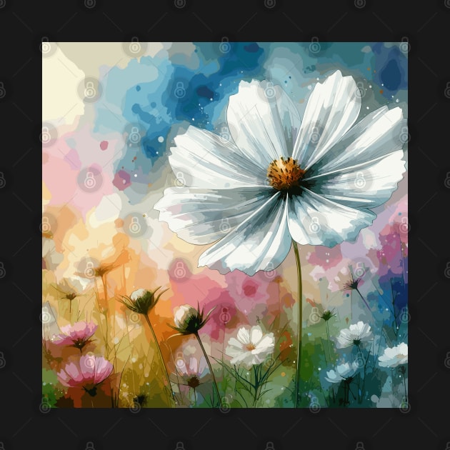 White Cosmos Flower by Jenni Arts