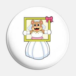 Bear as Bride with Wedding dress & Picture Frame Pin
