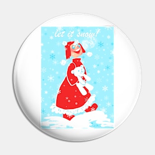 First Snow with Teddy Card Pin