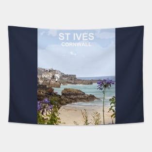 St Ives Cornwall. Cornish gift Kernow Travel location poster Tapestry