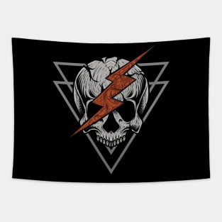 Electrify Your Style with our Badass Lightning Skull: Get it as a T-Shirt or Sticker or what you want! Tapestry