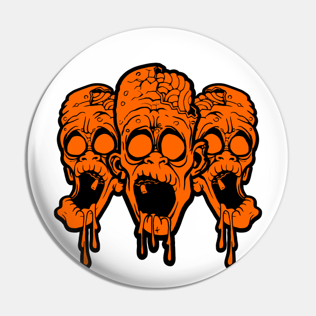 Derpy Zombie Heads Pin by Vault Emporium