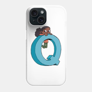 girl hanging on the capital letter Q Phone Case