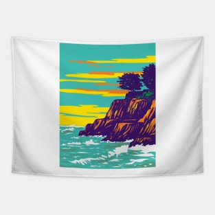 Pleasure Point Beach in Santa Cruz County California WPA Poster Art Tapestry