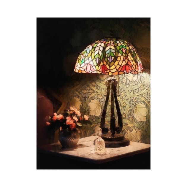 Americana - Stained Glass Lamp and Vase of Flowers by SusanSavad