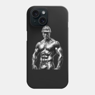 Muscular Hunk Wearing A Hard Hat Phone Case