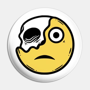 Confused Emoticon with Skull Pin