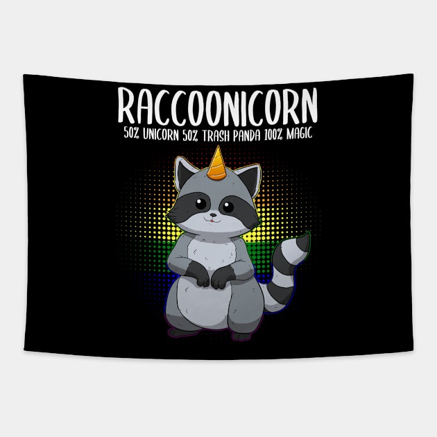 Raccoonicorn Raccoon Trash Panda Magical Unicorn Tapestry by Crazy Shirts