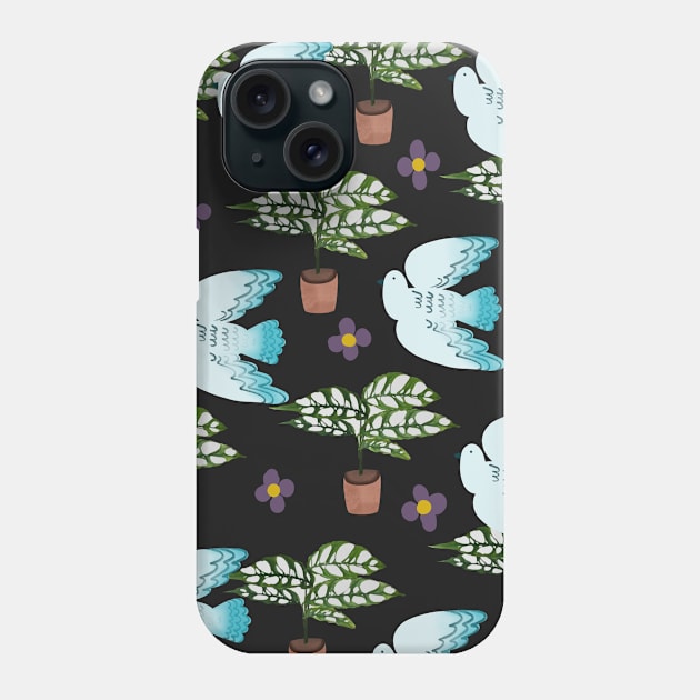 house plants and doves Phone Case by Pacesyte