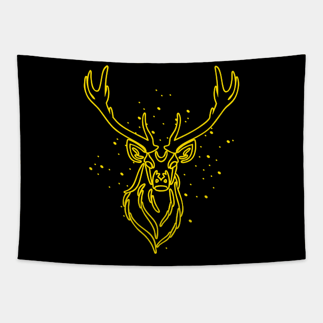 Yellow deer head Tapestry by Dominic Becker