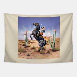 Cowgirl on Rearing Horse Retro Art all over Tote Bag Tapestry