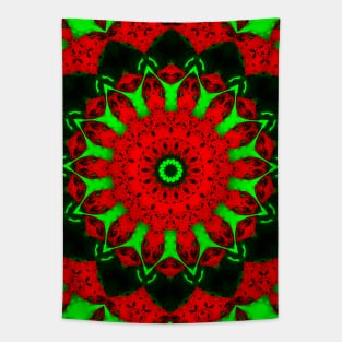 Stylized red flower on a green background. Tapestry