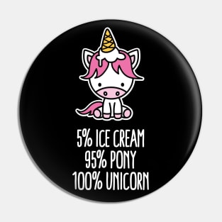 5% ice cream 95% pony 100% unicorn pun funny girl Pin