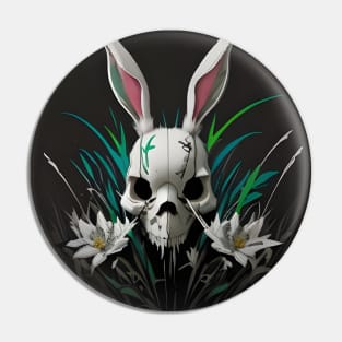 Rabbit skull in the field Pin