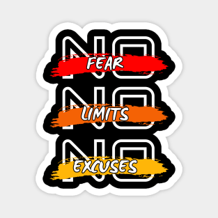 No Fear No Limits No Excuses Gym Fitness Strong Sport Motivational Magnet