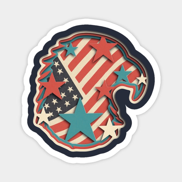 Patriotic Papercraft Magnet by Zachterrelldraws