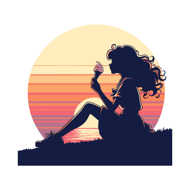 Sunset Dreams Ice Cream - Silhouette Art by Ceiko