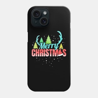 Merry Christmas Logo Santas Hat Antlers Christmas Phone Case