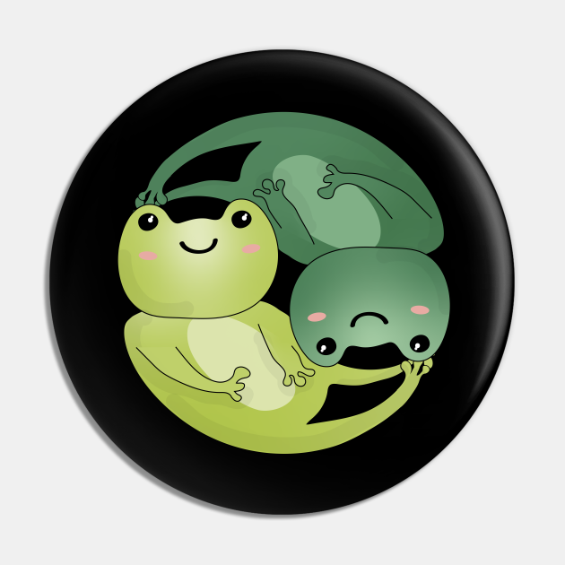 Kawaii Frog Drawing Yin Yang Balance Symbol - Kawaii Frog - Pin | TeePublic