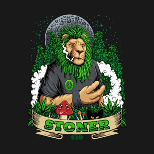 Lion cannabis leaf stoner T-Shirt