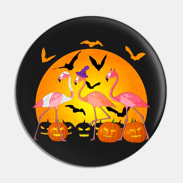 Happy Halloween Funny Flamingo Pin by Packrat