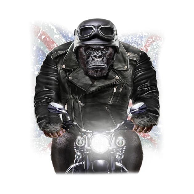 United Kingdom Patriot Gorilla Ride Motorcycle Biker by ANGELA2-BRYANT