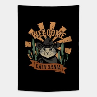 Western Desert Cat Welcome California Tapestry