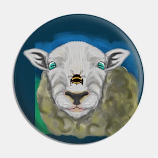 Funny sheep and bee Pin