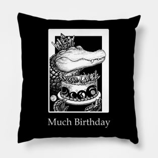 Alligator & Crystal Cake - Much Birthday - White Outlined Version Pillow