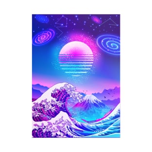 Great Wave off Kanagawa Synthwave GALAXY T-Shirt