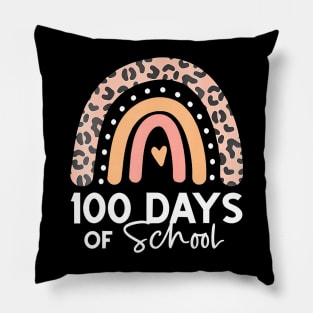 Leopard Rainbow 100 Days Yall 100Th Day Of School Teacher Pillow