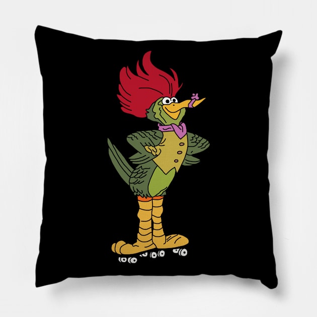 Skatebird Green Pillow by ElviaMontemayor