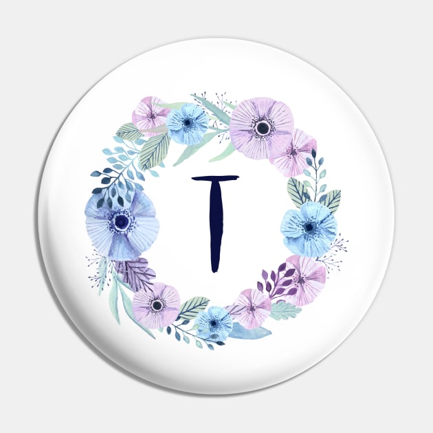 Floral Monogram T Icy Winter Blossoms Pin by floralmonogram