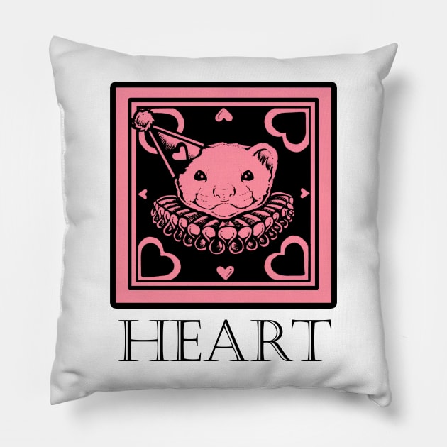 Love Ferret In Pink - Heart Quote - Black Outlined Version Pillow by Nat Ewert Art